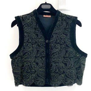 Romeo Gigli Vintage 1990's Rare Beaded Lace & Velvet Vest